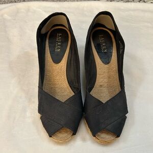 Ralph Lauren Black Espadrille Wedges